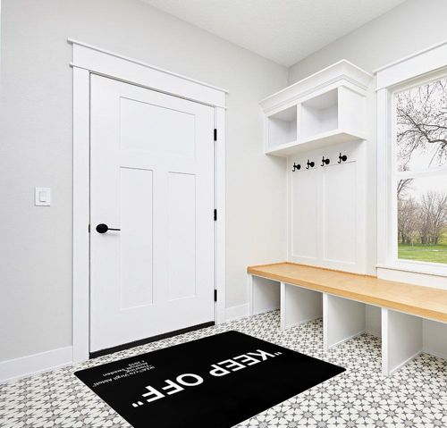 Keep Off Area Rug Black Modern Large Carpet Non-Slip Floor Mat for Living Room Bedroom Desk Wood Floor Playroom Home Decoration Rugs 4'x 5.3' in White Modern Entryway
