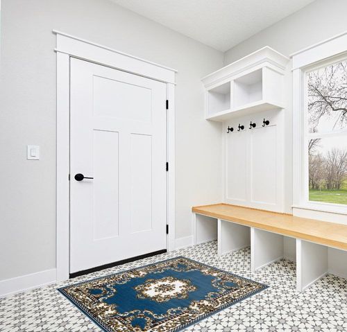 AllStar Rugs Blue 4x6 Traditional Area Rug (3' 9" x 5' 1") in White Modern Entryway