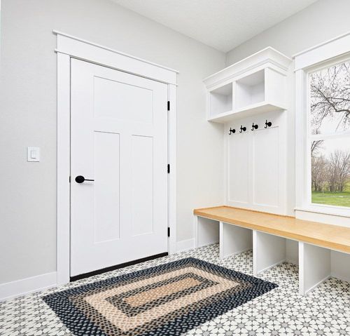 Waterbury Farmhouse Handmade Braided Blue Area Rug Dakota Fields Rug Size ... in White Modern Entryway