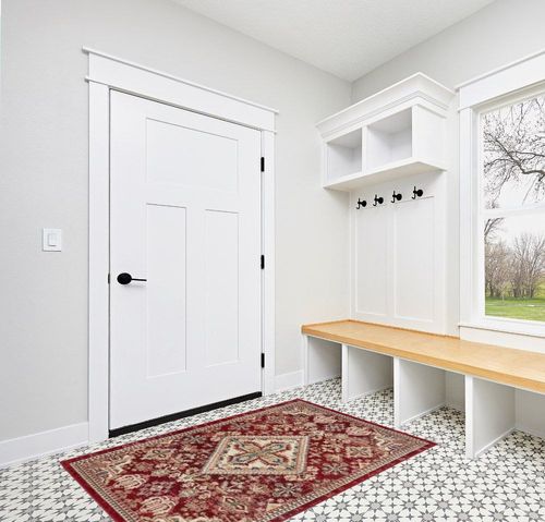 Deneen Farmhouse Traditional Red Area Rug Bungalow Rose Rug Size: Rectangle 4' x 6' in White Modern Entryway