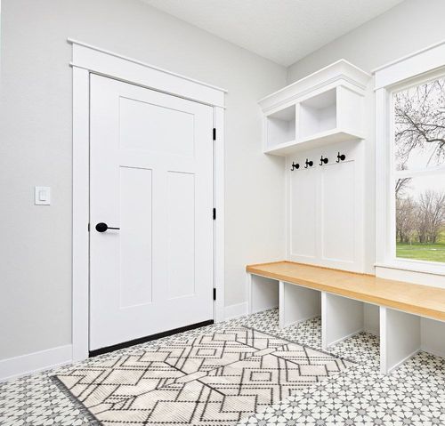 Nola Geometric Textured Shag Power Loom Performance Beige Rug Steelside Rug Size ... in White Modern Entryway
