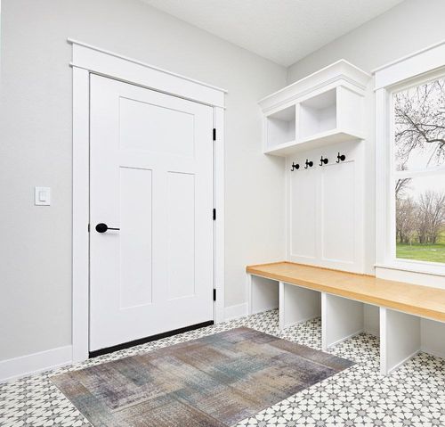 SUPERIOR Washable Indoor Large Area Rug, Modern Abstract Home Floor Decor for Living Room Spaces, Kitchen/Dining, Bedrooms, Office, Dorm, Patchwork Aesthetic, Aria Collection, 4' x 6', Taupe in White Modern Entryway