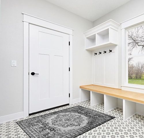 Comeet Area Rug 4x6, Washable Rug, Indoor Throw Mat Anti Slip Backing Floor Carpet for Kitchen Living Room Bedroom Dining Room Black/White in White Modern Entryway
