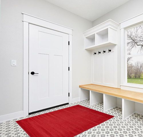 Unique Loom Williamsburg Collection Area Rug - Solid (4' 1" x 6' 1" Rectangle, Burgundy) in White Modern Entryway