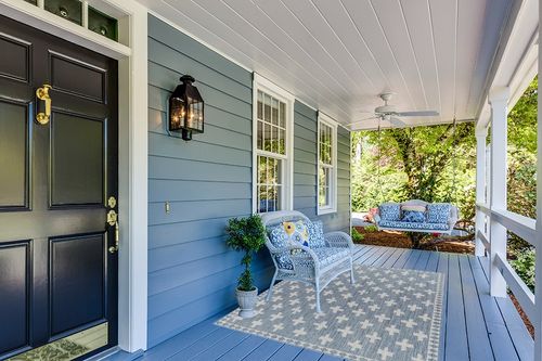 Mark&Day Outdoor Rugs, 5x7 Thornhill Modern Navy Indoor/Outdoor Area Rug, Blue Black Carpet for Patio, Porch, Deck, Bedroom, Living Room or Kitchen (5'3" x 7') in Light Blue Patio