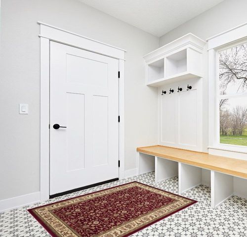 SAFAVIEH Lyndhurst Collection Accent Rug - 4' x 6', Red & Ivory, Traditional Oriental Design, Non-Shedding & Easy Care, Ideal for High Traffic Areas in Entryway, Living Room, Bedroom (LNH312A) in White Modern Entryway