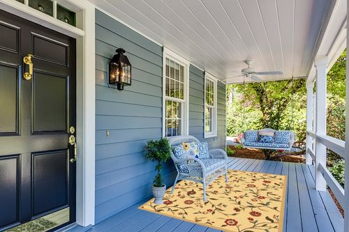 Ottomanson Ottohome Collection Non-Slip Rubberback Floral Leaves Design 5x7 Indoor Area Rug, 5' x 6'6", Beige in Light Blue Patio