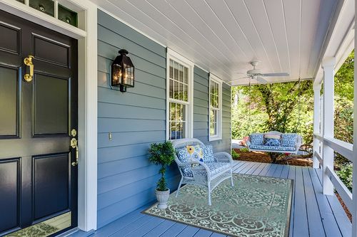 Maples Rugs Pelham Non Slip Area Rugs, Medallion Low Pile Pet-Friendly Mat for Living Room, Bedroom, and Dining [Made in USA], 5 x 7, Blue/Grey in Light Blue Patio