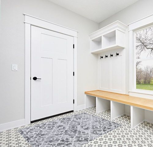 Wonnitar Moroccan Washable Area Rug - 4x6 Large Rug for Living Room Grey Bedroom Throw Mat Non-Slip Soft Distressed Modern Dining Room Indoor Geometric Carpet for Office Entry Bathroom in White Modern Entryway