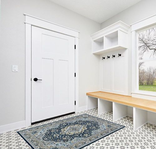GlowSol Boho Washable Area Rug 4x6 Boho Floral Rug Carpet Low-Pile Rug for Bedroom Living Room, Non-Slip Print Distressed Accent Rug for Nursery Room Entryway Kitchen Office in White Modern Entryway
