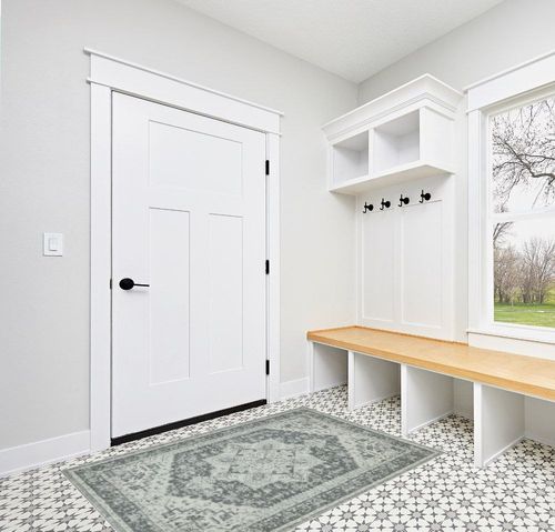Fluffyrug Washable Boho Rugs for Bedroom,4x6 Persian Area Rug for Entryway Living Room,Large Persian Oriental Accent Throw Rug for Kitchen Entrance,Bohemian Soft Non-Slip Floor Carpet,Grey/Cream in White Modern Entryway
