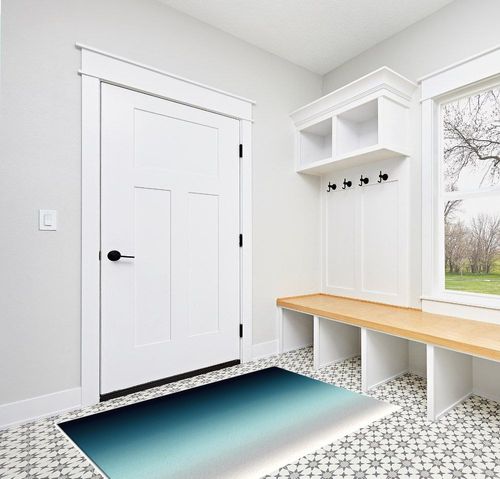 Large Area Rug 4' x 6', Grey Aqua Runner Rug for Living Room Bedroom Washable Accent Rug Carpet Kitchen Dining Room Floor Cover Mat Abstract Striped Gradient Modern Art in White Modern Entryway