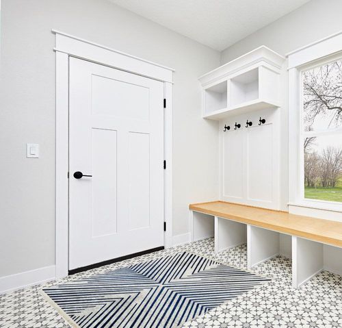 Alfa Rich 4x6 Area Rug, Ultra-Thin Geometric Grey Blue Rug, Non-Slip Machine Washable Rugs in White Modern Entryway