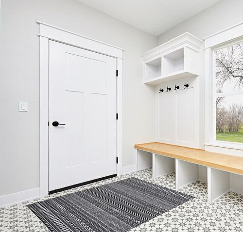 RUGSREAL 4 x 6 Machine Washable Area Rug Boho Geometric Area Rug Farmhouse Non-Slip Stain Resistant Modern Rug for Living Room Home Office, 4' x 6' in White Modern Entryway