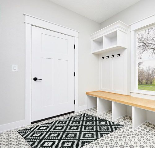 Lahome Area Rug 4x6 Rug Washable Rugs for Living Room Black and White Rugs for Bedroom, Moroccan Boho Trellis Non Slip Low Pile Stain Resistant Indoor Printed Floor Carpet for Kitchen Entryway in White Modern Entryway