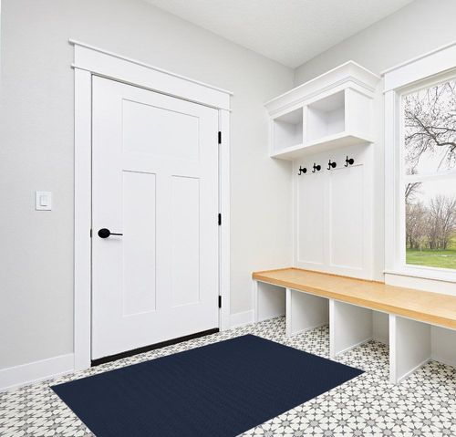 Garland Rug Town Square 4-Feet by 6-Feet Area Rug Navy in White Modern Entryway