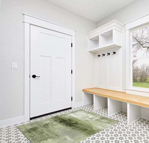 Sage Green Large Rectangular Area Rugs 4' x 6' Living Room, Durable Non Slip Rug Carpet Floor Mat for Bedroom Bedside Outdoor Modern Abstract Minimalist Painting Art in White Modern Entryway