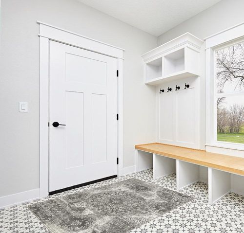 Unique Loom Sofia Collection Area Rug - Grand (4' 1" x 6' 1" Rectangle, Gray/ Ivory) in White Modern Entryway