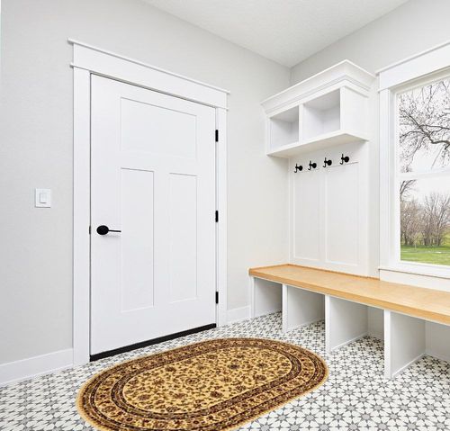 Unique Loom Voyage Collection Area Rug - St. Louis (4' 1" x 6' 1" Oval Cream/Brown) in White Modern Entryway