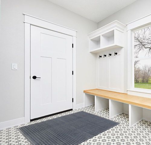 Dash and Albert Herringbone Cotton Area Rug - 4' x 6' Indigo Geometric Handwoven Accent Rug - Durable, Lightweight, High Traffic Areas Hallway, Bedroom, Stairs in White Modern Entryway