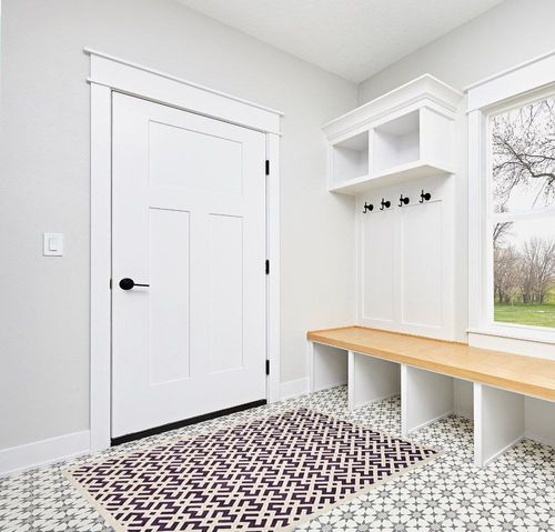 SAFAVIEH Chatham Collection 4' x 6' Purple / Ivory CHT719F Handmade Geometric Premium Wool Area Rug in White Modern Entryway