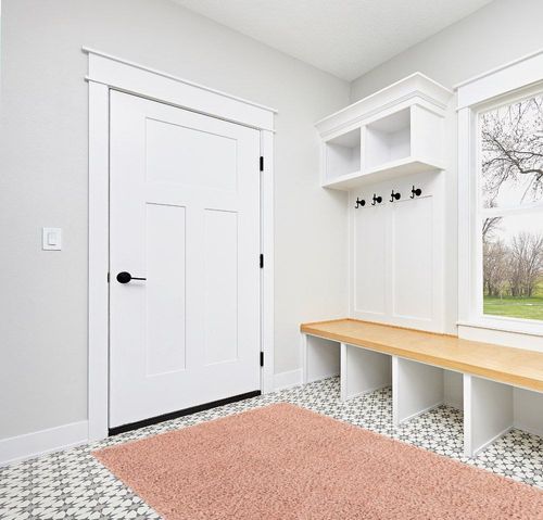 Everyday Shag Rug Pink in White Modern Entryway