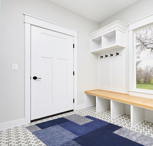 RUGSREAL Contemporary Area Rug in White Modern Entryway