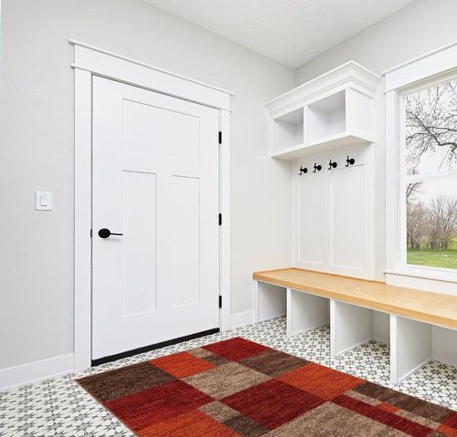 Unique Loom Autumn Collection Modern Contemporary Casual Abstract Area Rug, 5' 3" x 8', Multi/Dark Brown in White Modern Entryway