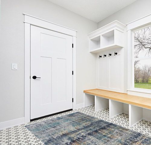 Ziebarth Abstract Blue Area Rug Williston Forge Rug Size: Rectangle 5' x 7'8" in White Modern Entryway