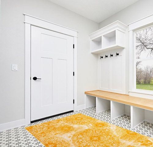 Unique Loom Sofia Collection Area Rug - Grand (5' 3" x 8' Rectangle, Yellow/ Ivory) in White Modern Entryway