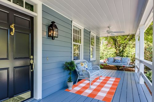 Fall Outdoor Orange and White Plaid Rug - 4' x 6' Cotton Hand-Woven Checked Rug Layered Doormats for Front Door Porch Farmhouse Entryway Patio in Light Blue Patio