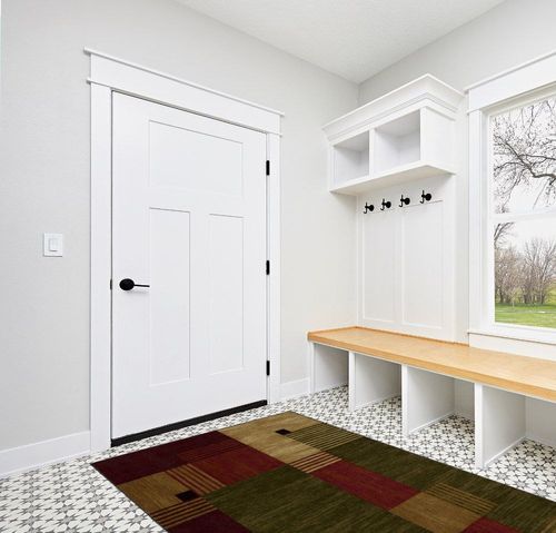Mohawk Home Alliance Modern Geometric 5' x 8' Area Rug - Red - Perfect for Living Room, Dining Room, Office in White Modern Entryway