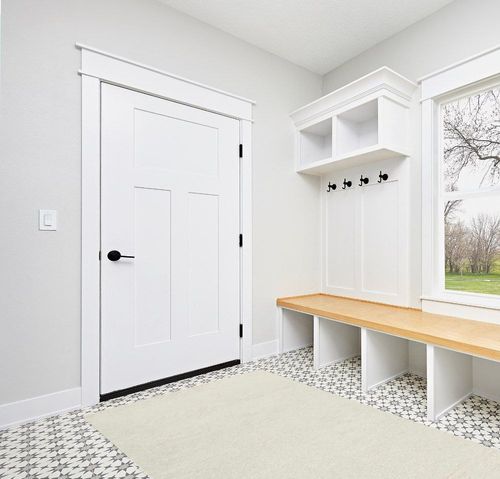 Brockton Solid Wool Modern Farmhouse Area Rug - Suitable for Living Room Bedroom -%100 Wool - Single Color - Hand Loomed - Medium Pile - Beige, Cream - 5' x 8' in White Modern Entryway