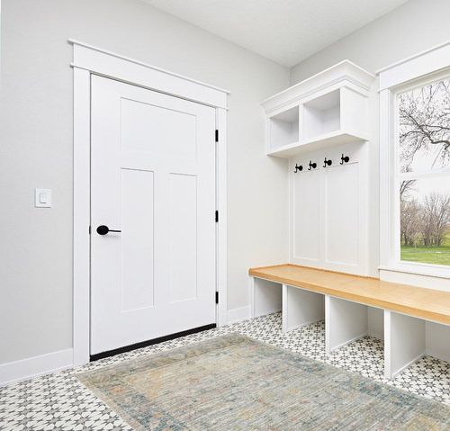 Loloi x Magnolia Home by Joanna Gaines Millie MIE-04 Collection Area Rug, Slate / Multi, 5'-3" x 7'-6" in White Modern Entryway