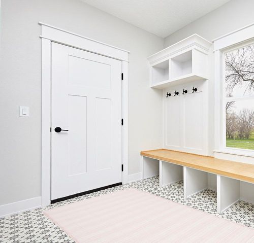 Safavieh Augustine Collection Area Rug - 5' x 7'7", Ivory & Pink, Cotton Stripe Fringe Design, Non-Shedding & Easy Care, Ideal for High Traffic Areas in Living Room, Bedroom (AGT501U) in White Modern Entryway