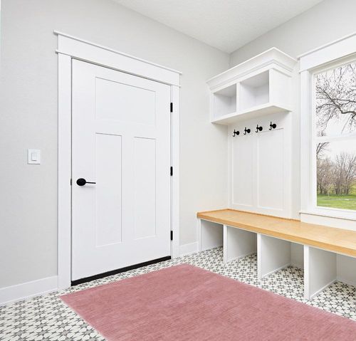 Safavieh Vision Collection Area Rug - 5'3" x 7'7", Pink, Modern Solid Design, Non-Shedding & Easy Care, Ideal for High Traffic Areas in Living Room, Bedroom (VSN102U) in White Modern Entryway
