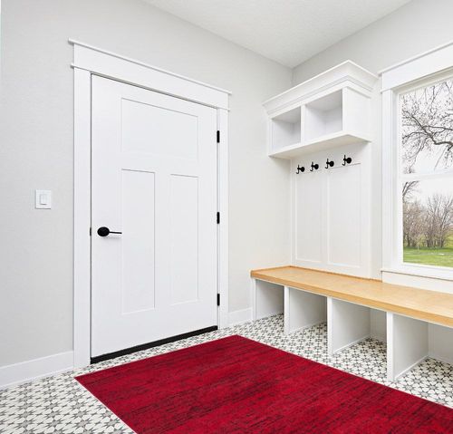 SAFAVIEH Adirondack Collection Area Rug - 5'1" x 7'6", Red & Black, Modern Abstract Design, Non-Shedding & Easy Care, Ideal for High Traffic Areas in Living Room, Bedroom (ADR117F) in White Modern Entryway