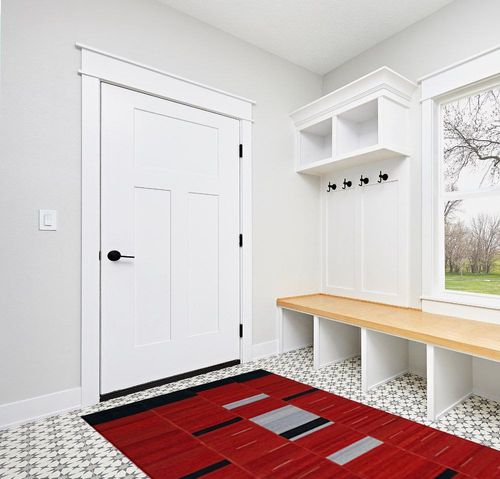 SAFAVIEH Kilim Collection Area Rug - 5' x 8', Red, Handmade Flat Weave Wool, Ideal for High Traffic Areas in Living Room, Bedroom (KLM814A) in White Modern Entryway