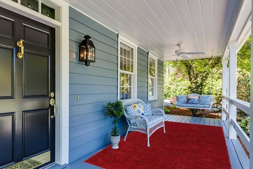 Red Shag Rug 6'x9' in Light Blue Patio