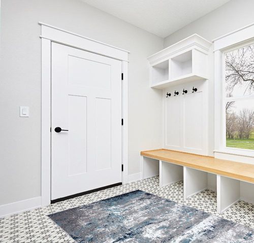 Blue Bohemian Stain Resistant Living Room Area Rug in White Modern Entryway