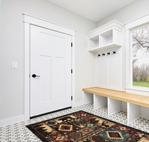 Brown Rustic Fade Resistant, Stain Resistant Kitchen, Bedroom Area Rug in White Modern Entryway
