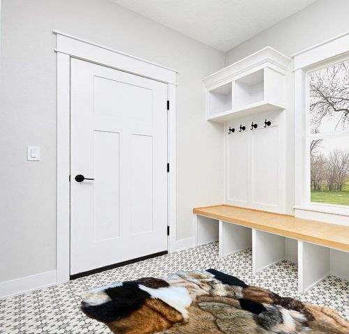 Fur Accents Pieced Fur Faux Animal Skin Rug, Fox, Wolf, Grizzly Bear, Golden Brown, Premium Plush Shag, Area Rug, Hand Made in America, Easy Care, Thick Plush Realistic, (5'x7') in White Modern Entryway