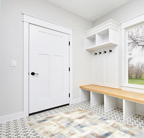Mainstays Neutral Abstract Washable Area Rug, Abstract Neutral, 5'x7' in White Modern Entryway