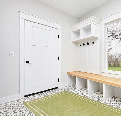 Ebern Designs Essentials Solid Green Ivory Area Rug Ebern Designs Rug Size ... in White Modern Entryway