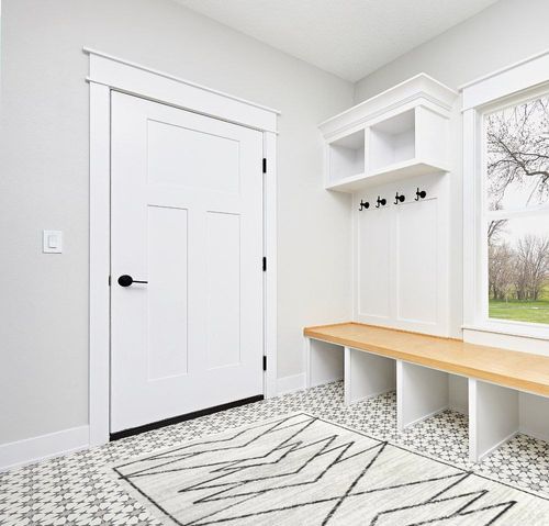 Kunkle Geometric Cream Area Rug Union Rustic Rug Size: Rectangle 5'3" x 7' in White Modern Entryway