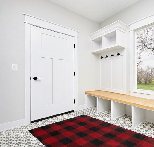 9CH Red Black Buffalo Plaid Rug 7' x 5', Christmas Area Rugs Non-Slip, Red Buffalo Check Rugs Carpet for Kitchen Living Room Bedroom in White Modern Entryway