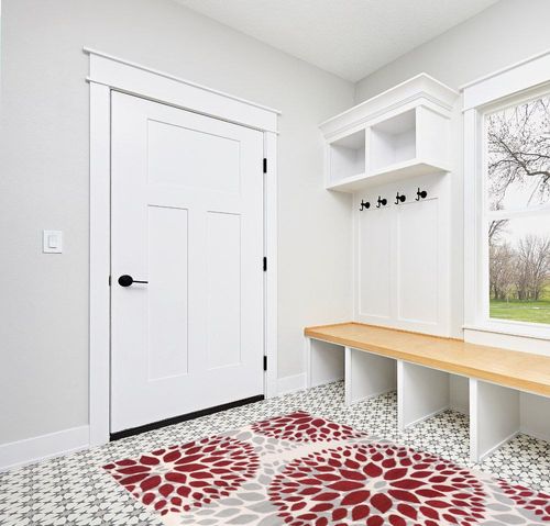 Rugshop Modern Floral Circles Design for Living Room,Bedroom,Home Office,Kitchen Non Shedding Area Rug 5' x 7' Red in White Modern Entryway