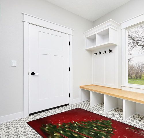 ALAZA Red Merry Christmas Tree Area Rug Rugs for Living Room Bedroom 7' x 5' in White Modern Entryway