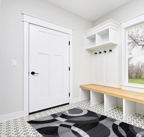 Rugshop Contemporary Abstract Circles Perfect for high Traffic Areas of Your Living Room,Bedroom,Home Office,Kitchen Area Rug 5'3" x 7'3" Gray in White Modern Entryway