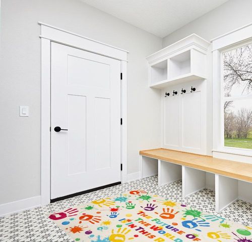 LTKOUGFAM Colorful Kids Rug, Washable Rug for Kids, Handprints Area Rugs for Kids Bedroom, Non-Slip Play Mat Ultra Soft Thick Indoor Plush Rugs for Playroom Classroom Nursery Decor (59 X 39.4 INCH) in White Modern Entryway